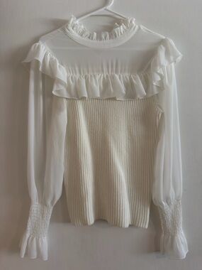 Ivory Ruffled Knit Blouse